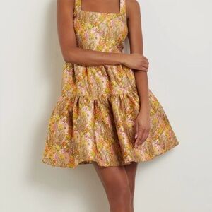 Chelsea28 Pink and Gold Floral Mini Dress
